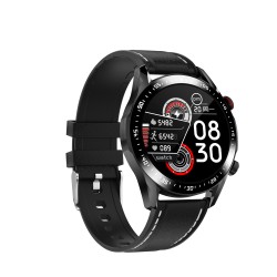 Sante Heart Rate, Blood Pressure Monitor Smart Watch SE12 Grey Case with Black Leather Strap