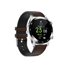 Sante Heart Rate, Blood Pressure Monitor Smart Watch SE12 Silver Case with Brown Leather Strap