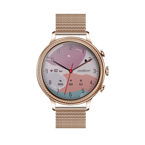 Sante Heart Rate, Blood Oxygen Monitoring Smart Watch SV60 Gold Color with Steel Strap