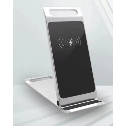 Magnetic Fold Holder Wireless Charger for iPhone Silver Color